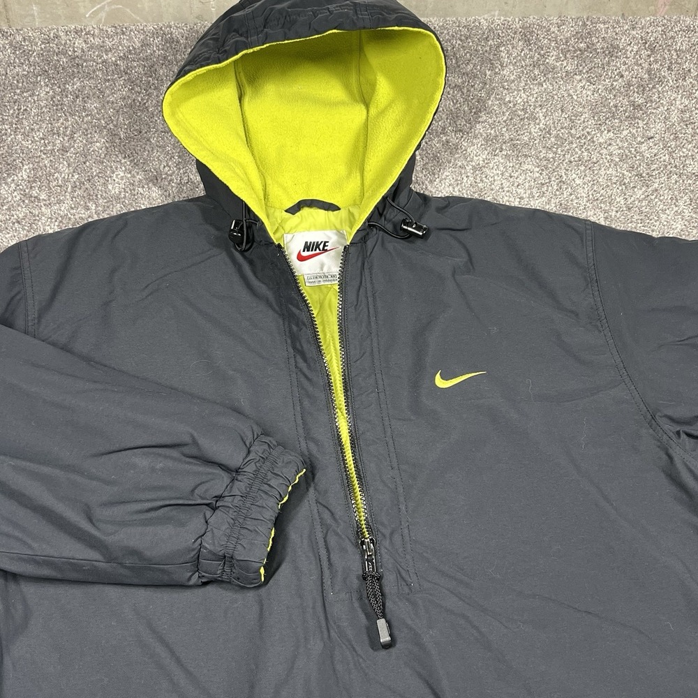 Vintage 90s Nike Anorak Jacket XL Black Windbreaker Swoosh Half Zip Gorpcore Y2K